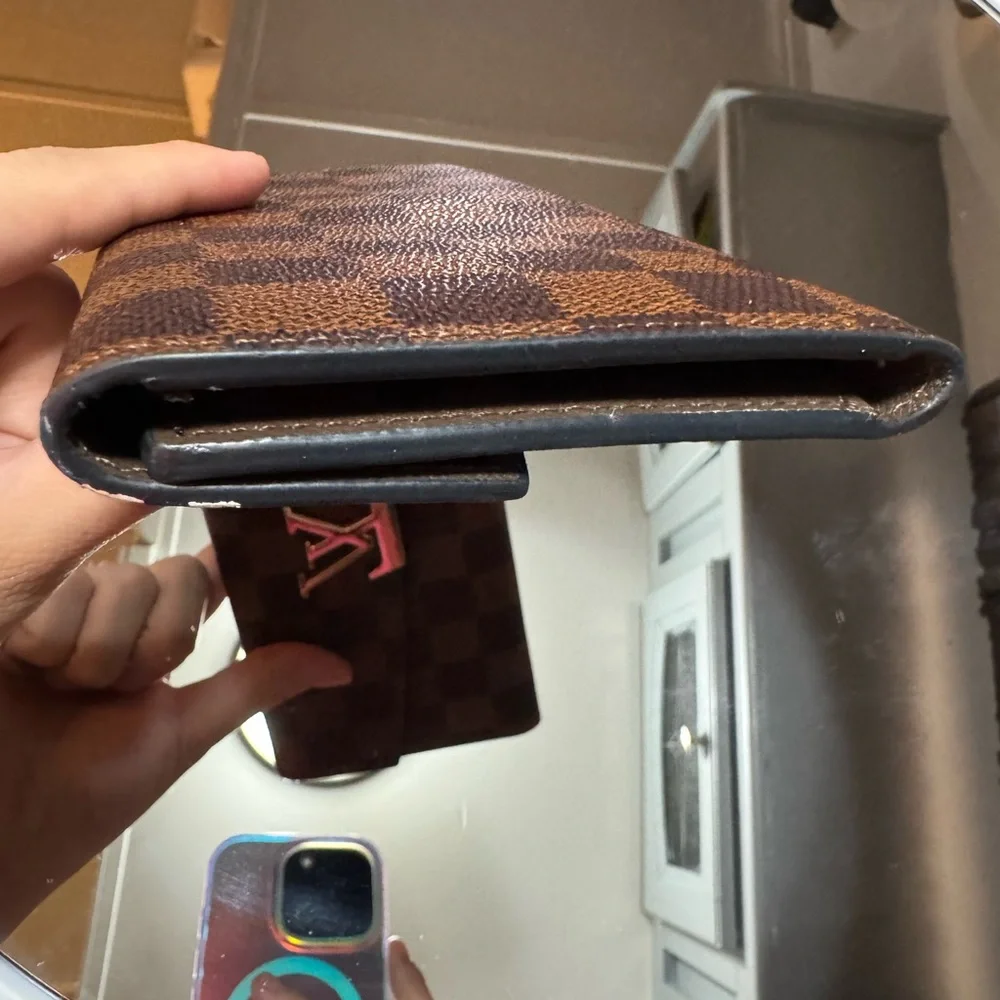 Louis Vuitton Brown Damier Ebène Long Wallet with Gold LV Hardware